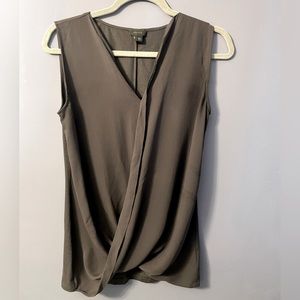 Charcoal Black Theory Wrap Sleeveless Top Sm